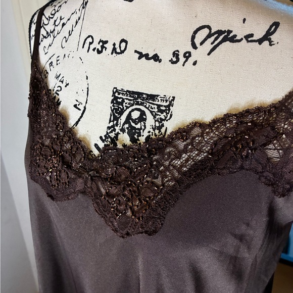 Lane Bryant Sophisticated Beaded Brown Lace Trim Cami Plus Size 26/28 - Picture 5 of 7